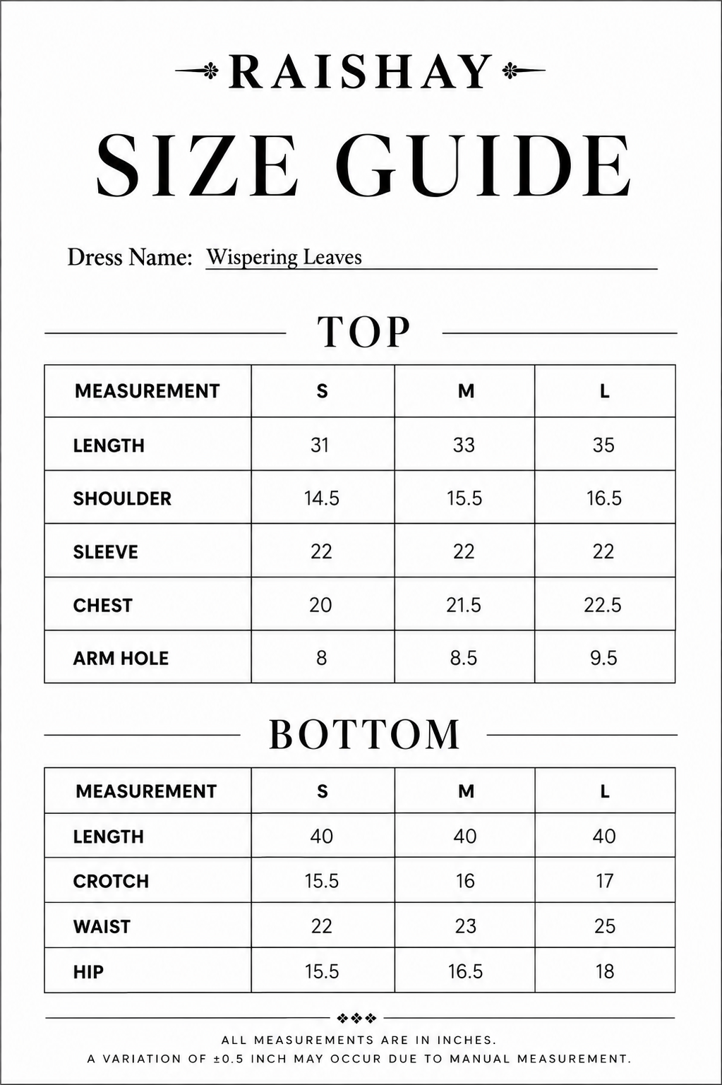 Size Guide